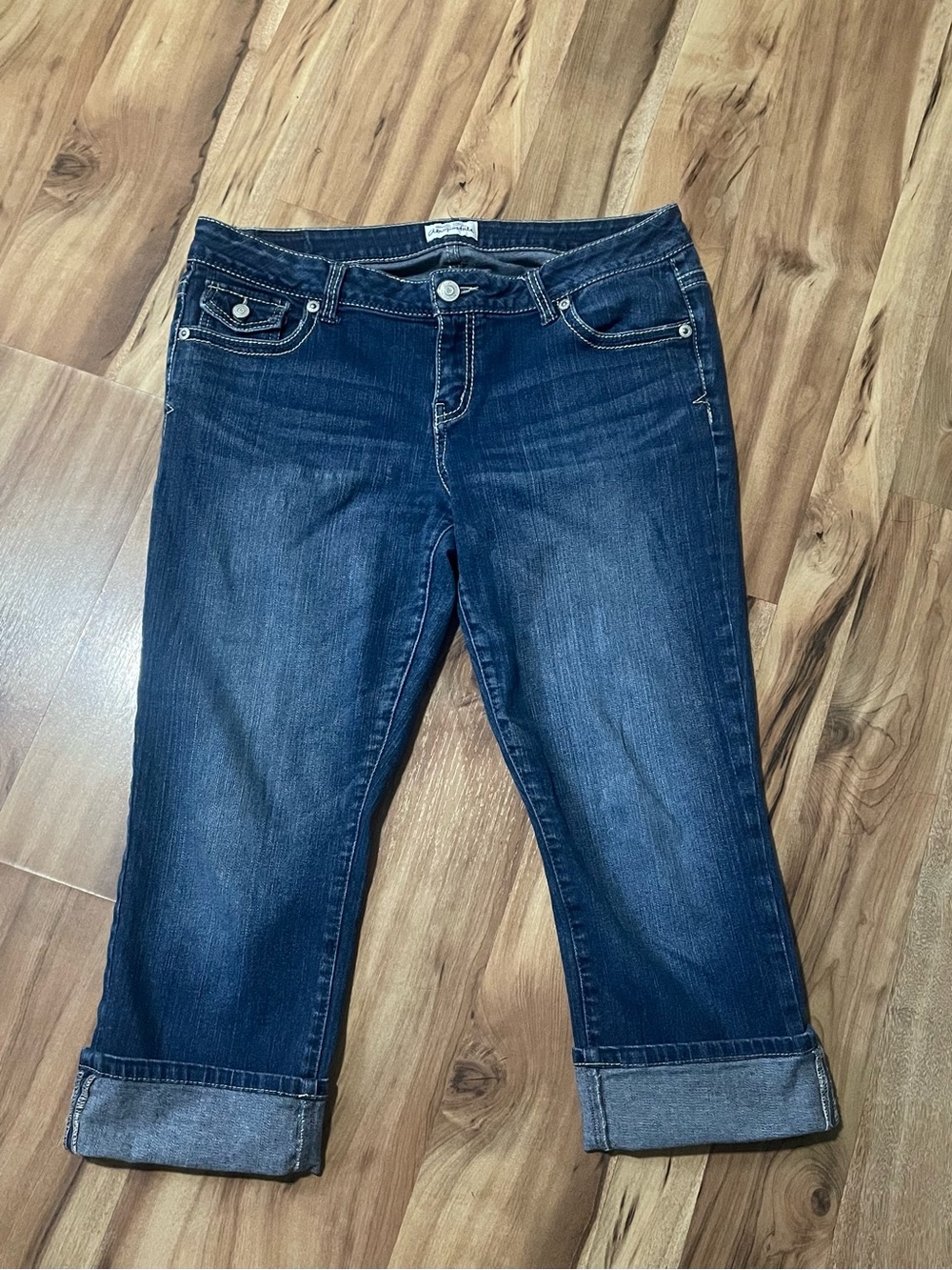 Y2K 2012 Aeropostale Bayla Skinny Cuffed Denim Capri Jeans Blue Wash Sz 13/14 JR